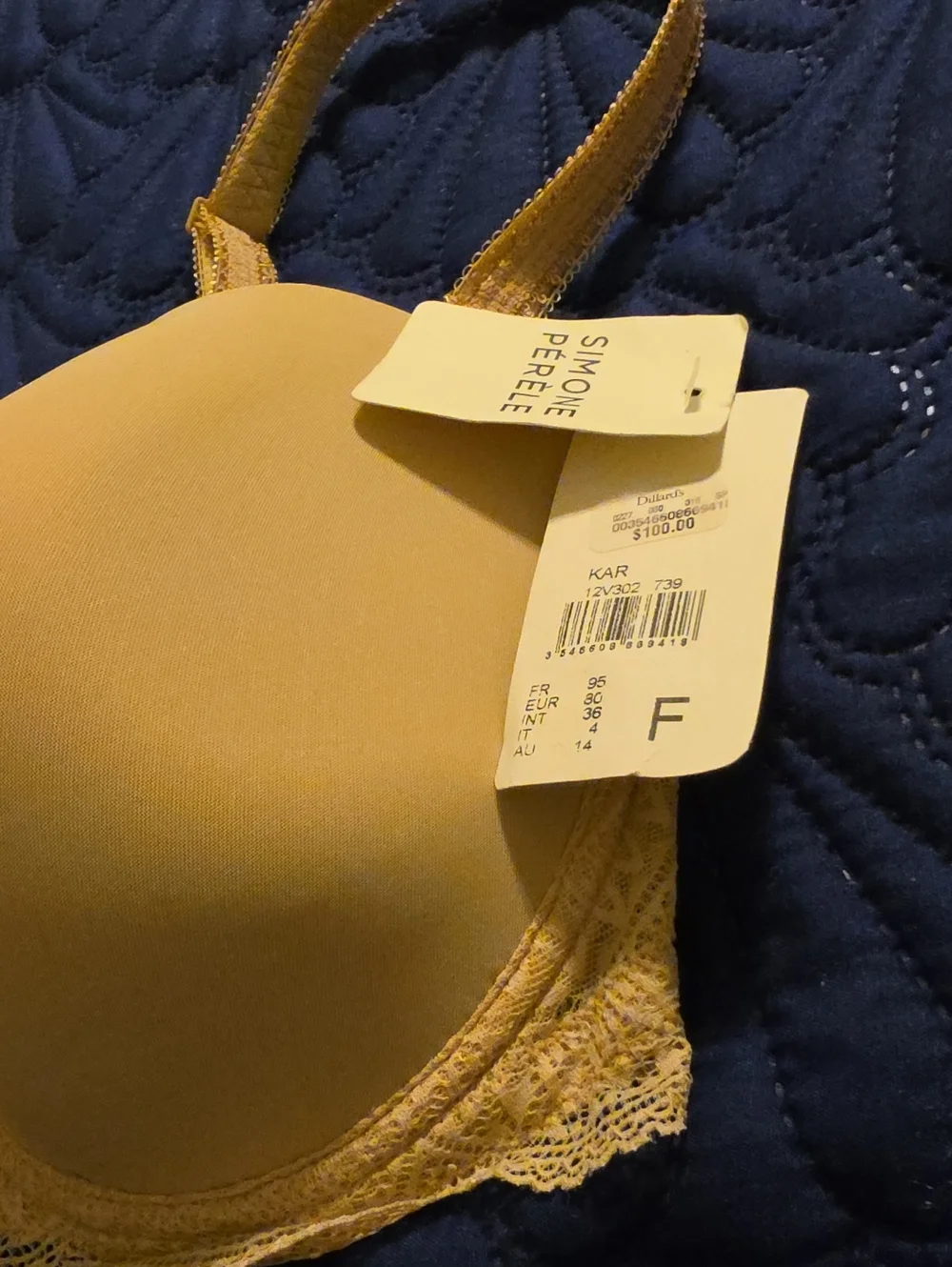 Simone Perele Karma Strapless Women's Nude Lace Balconette Bra 36F (36DDD)